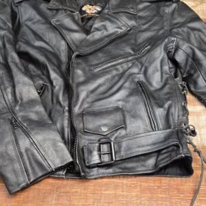 Black Leather Biker Jacket - Classic Motorcycle Style